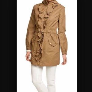 Tory Burch Belted Ruffle Raincoat - Size 4